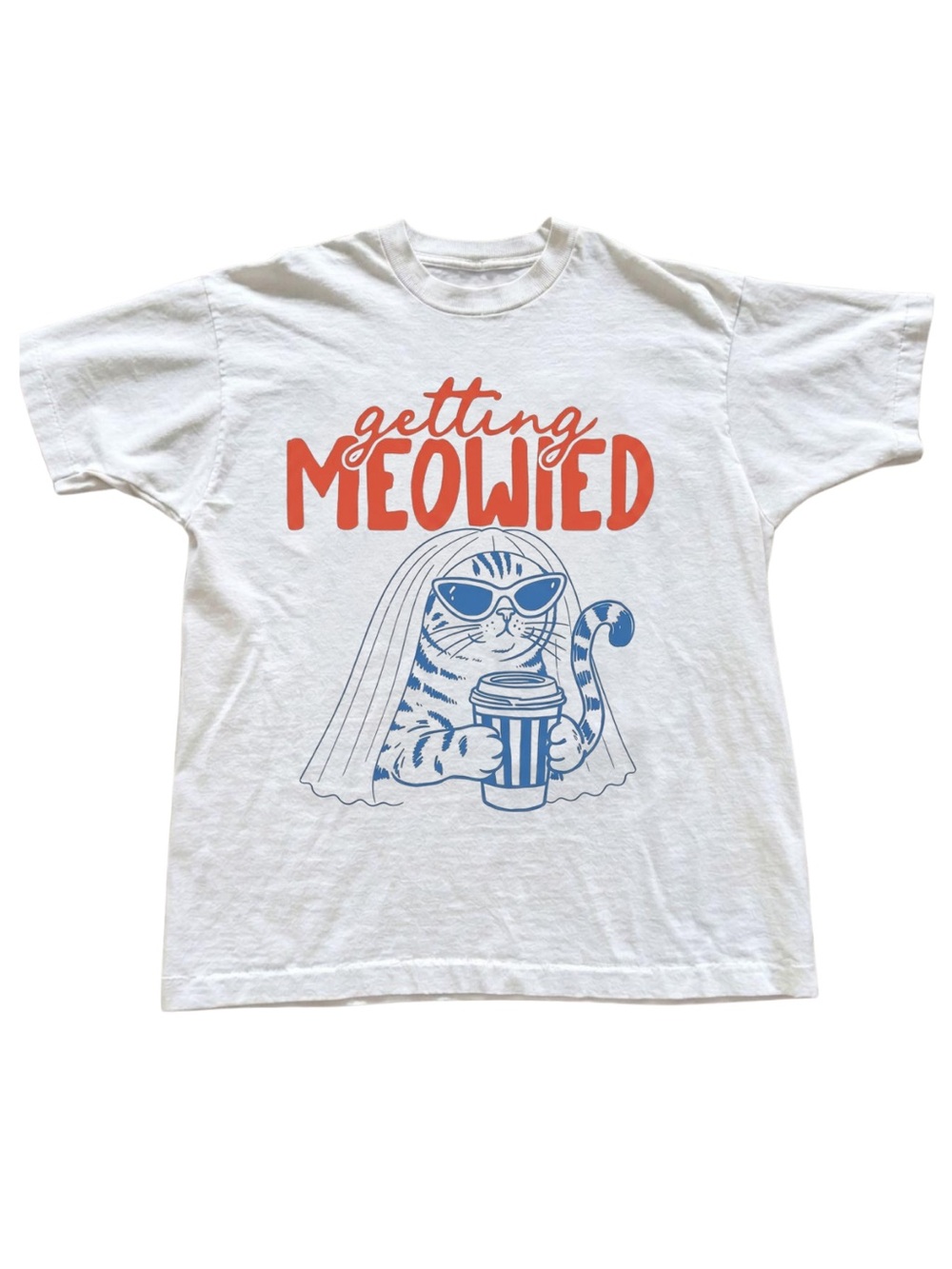Gildan Getting Meowied White Cat Graphic Tee